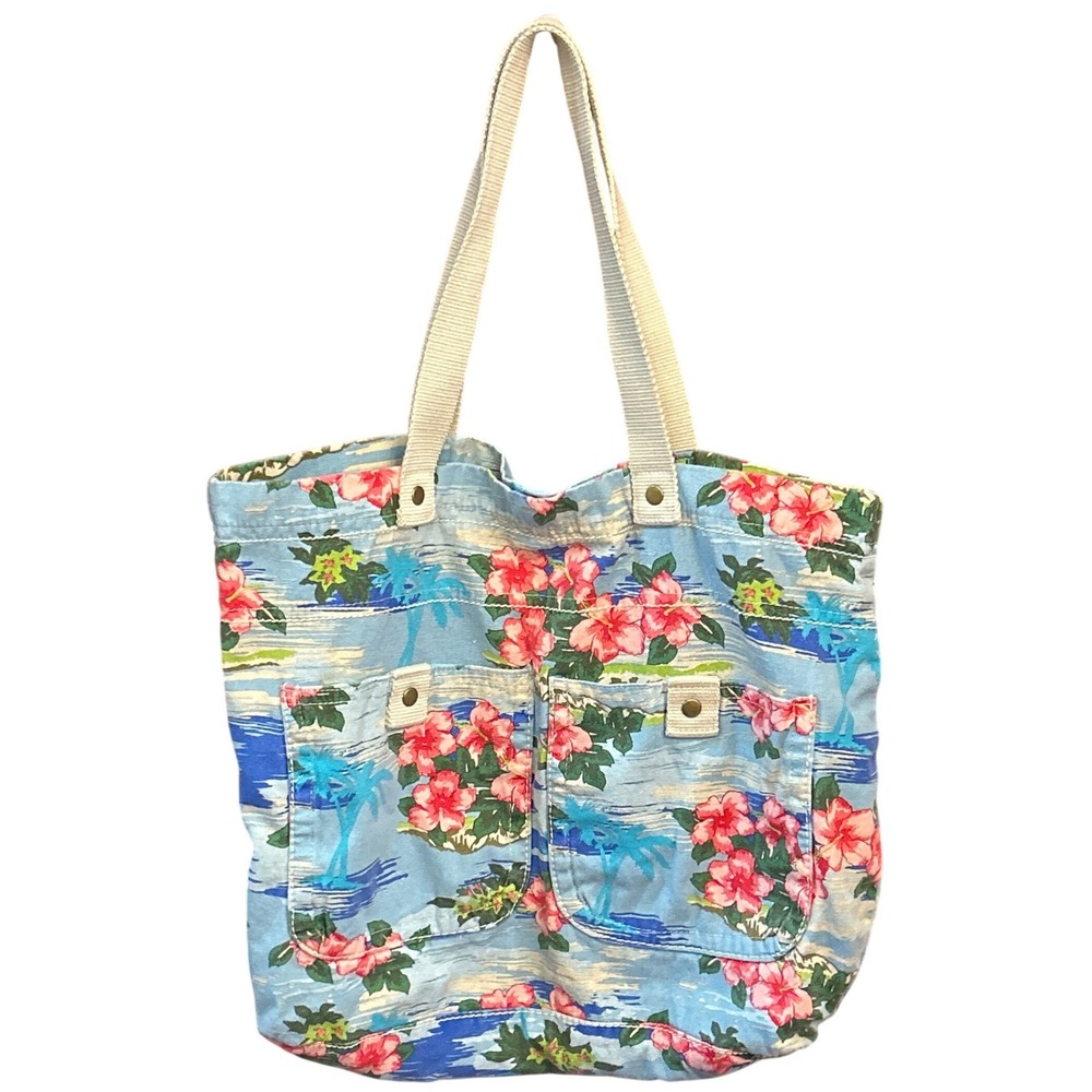 Y2K Mossimo Supply Co Tote Bag Tropical Hawaiian Beachy Summer Hibiscus Floral